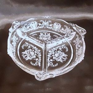 Vintage Heisey Orchid Pattern 3 Section Crystal Relish Dish